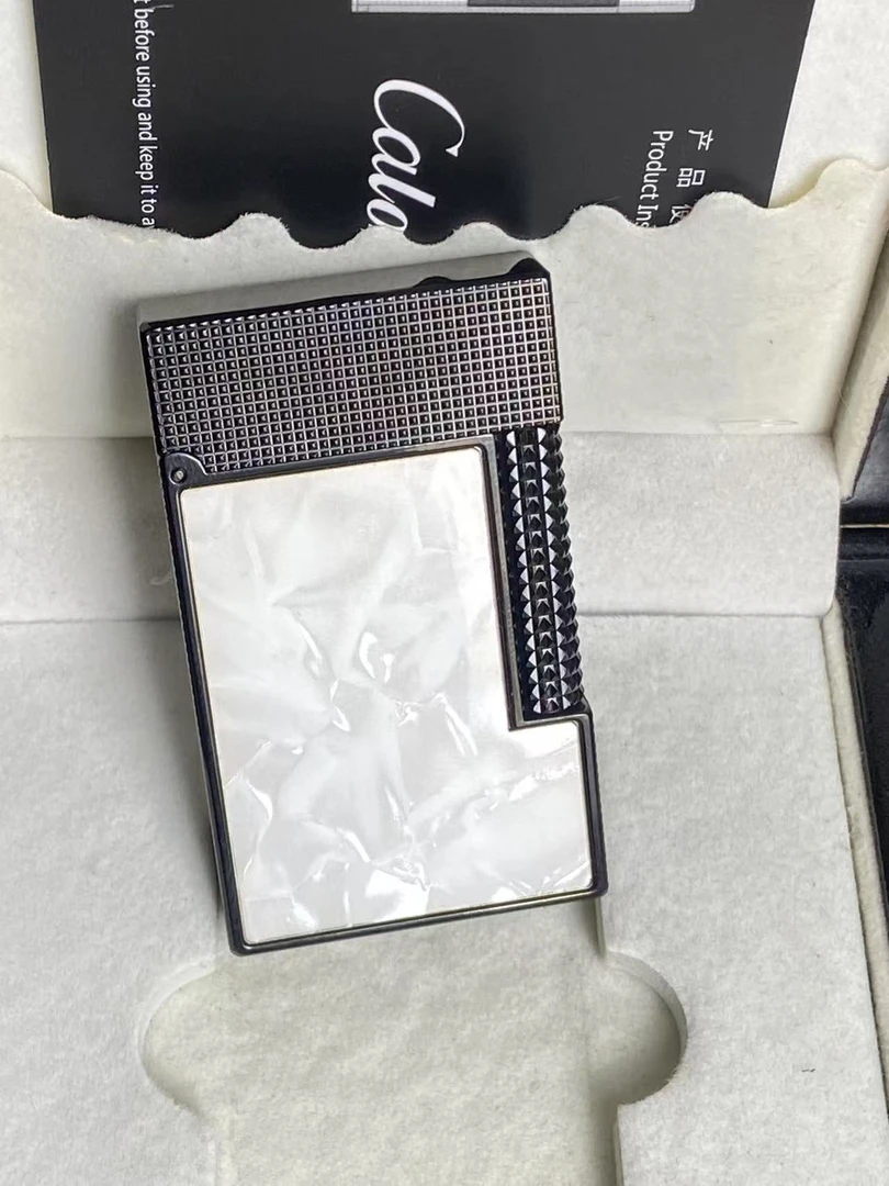 calories卡路新款侧滑朗声充气打火机复古贝壳镶嵌纯铜男士打火机