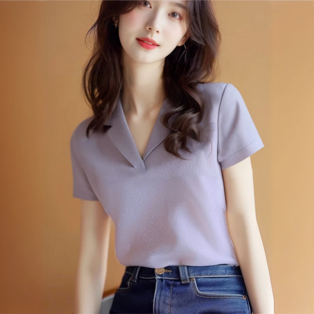 冰丝修身正肩t恤女2025夏季显瘦设计感小众打底洋气百搭紫色上衣