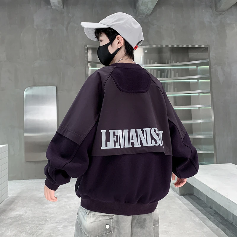 男童秋装卫衣2025新款大童春秋款休闲长袖儿童秋季拼接上衣帅气潮