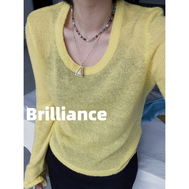 SL007  极简主义 U领针织内搭可外穿毛衣