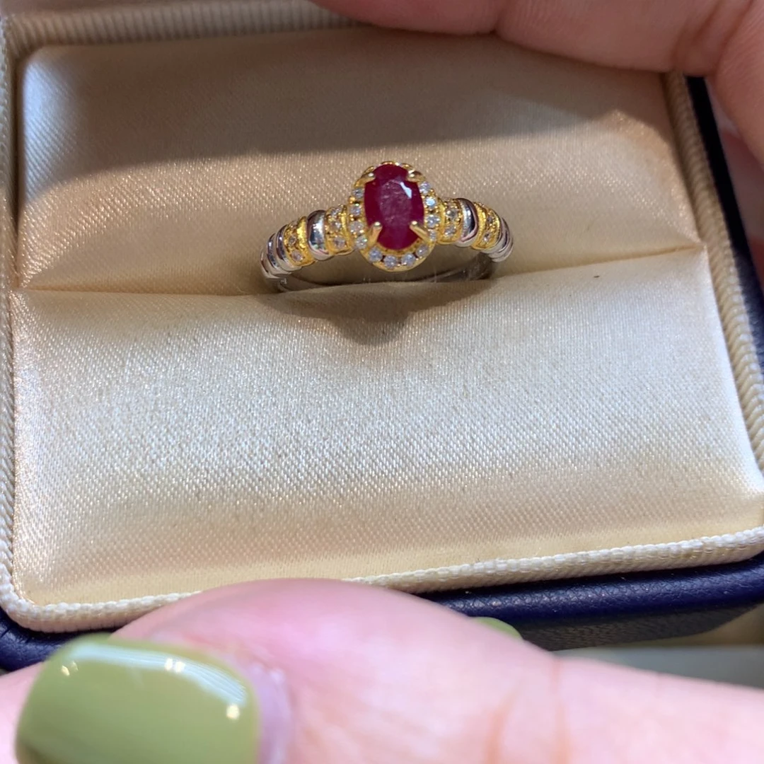 红宝石戒指银S925镶嵌