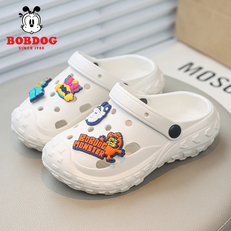 巴布豆男童洞洞鞋凉拖鞋女童夏季防滑2025新款儿童包头软底拖鞋