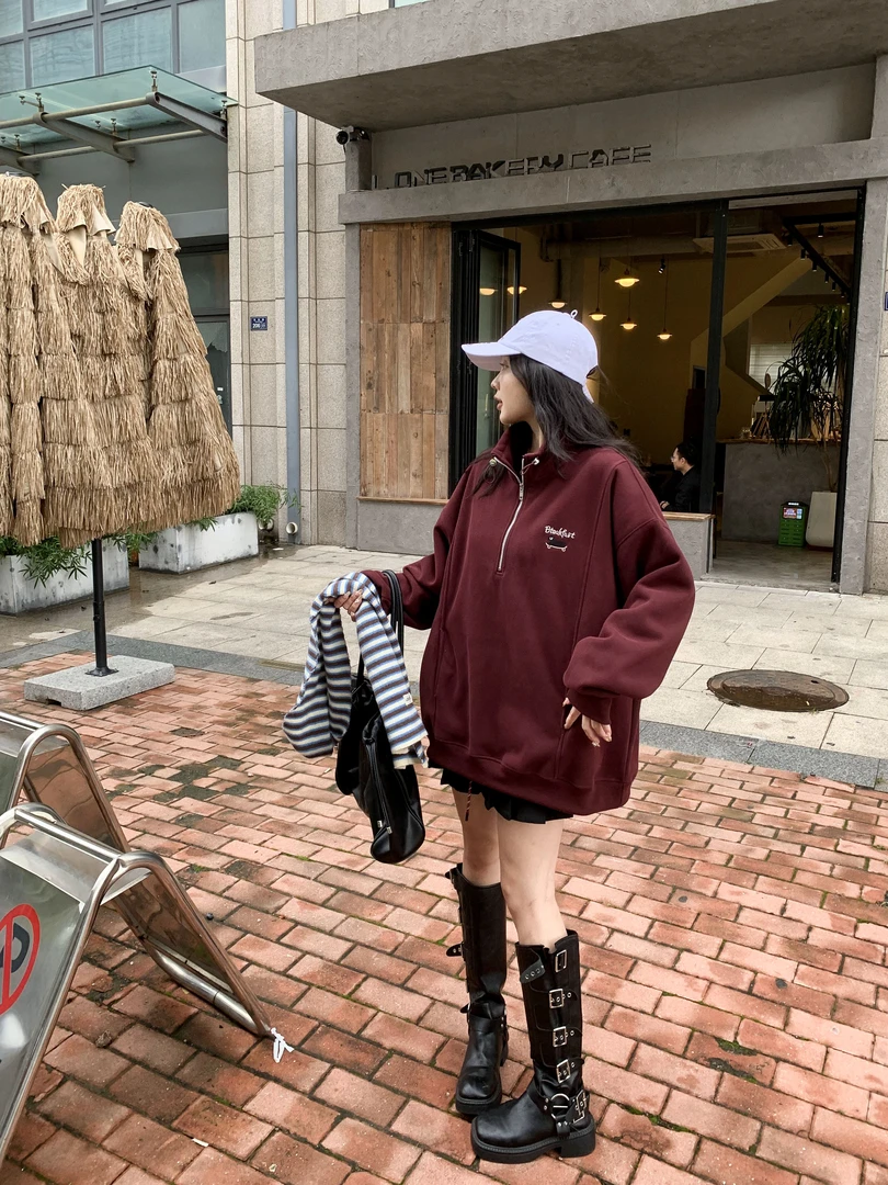 加绒2025冬季新款大码时尚气质百搭舒适加绒长袖卫衣（99102）