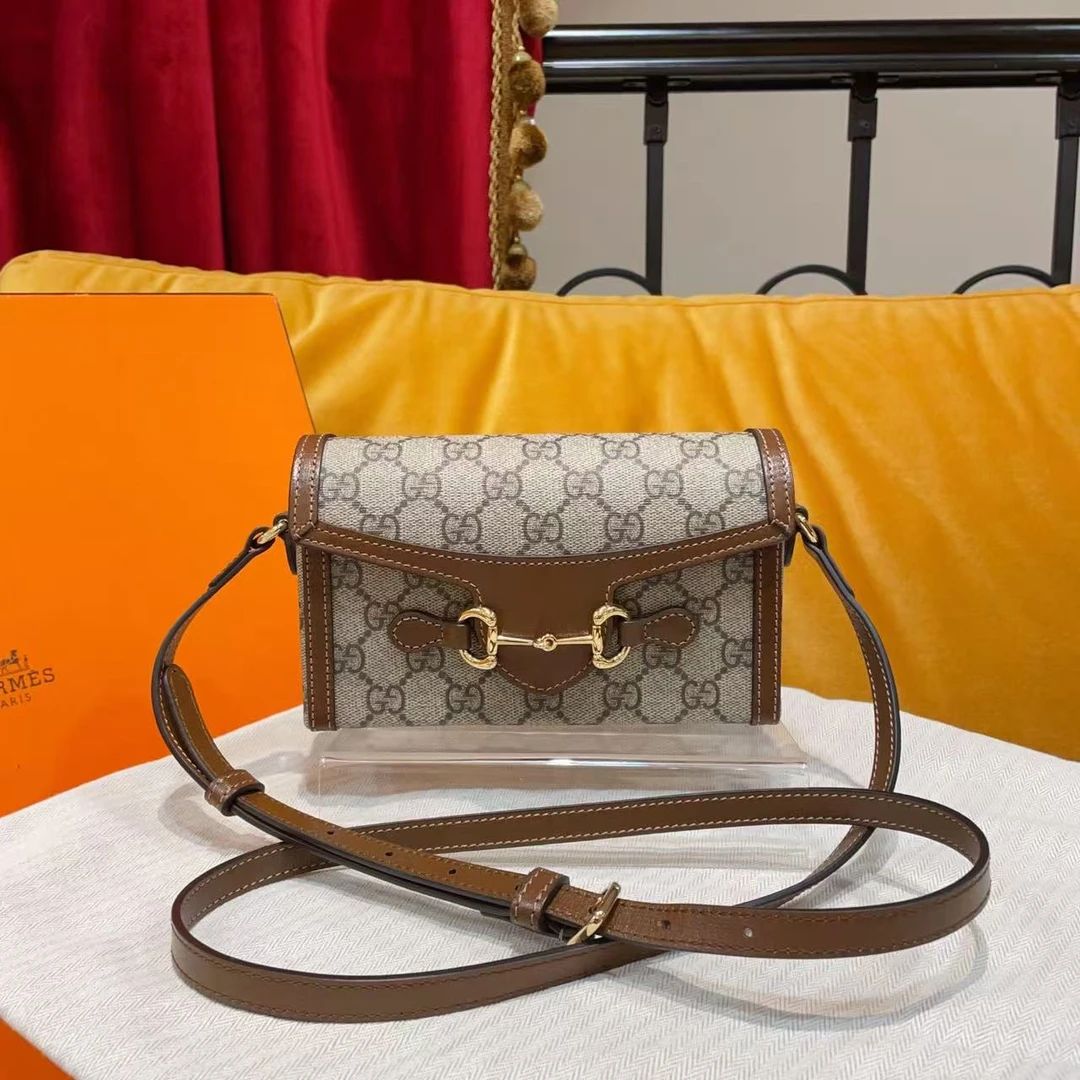 95新 GUCCI/古驰 GGS丨1955横版手机包老花金扣单肩包/70429151