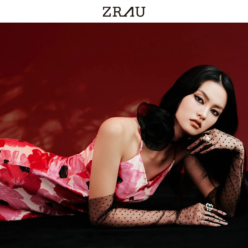 【臻选】ZRAU优雅气质花海绸缎式吊带裙91130131034