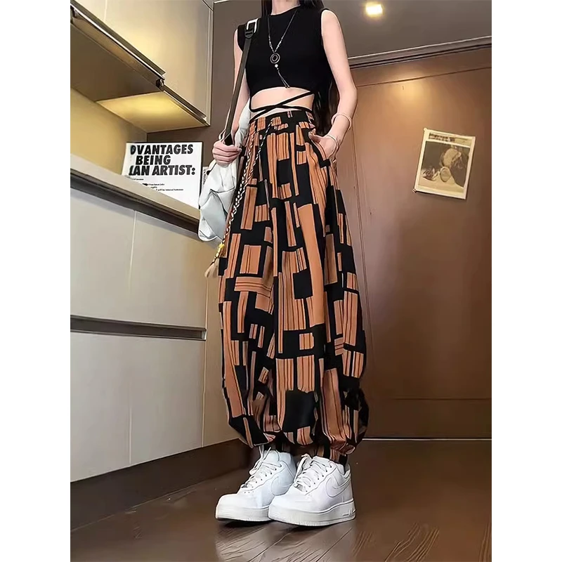 新中式国风灯笼裤男夏季垂感慵懒松弛感裤子宽松束脚冰丝休闲长裤