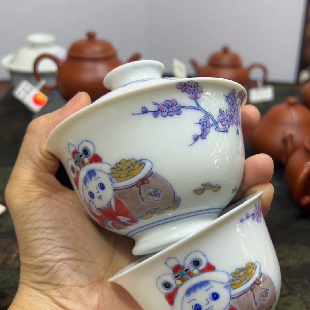 全手工制作一套精美精致盖碗