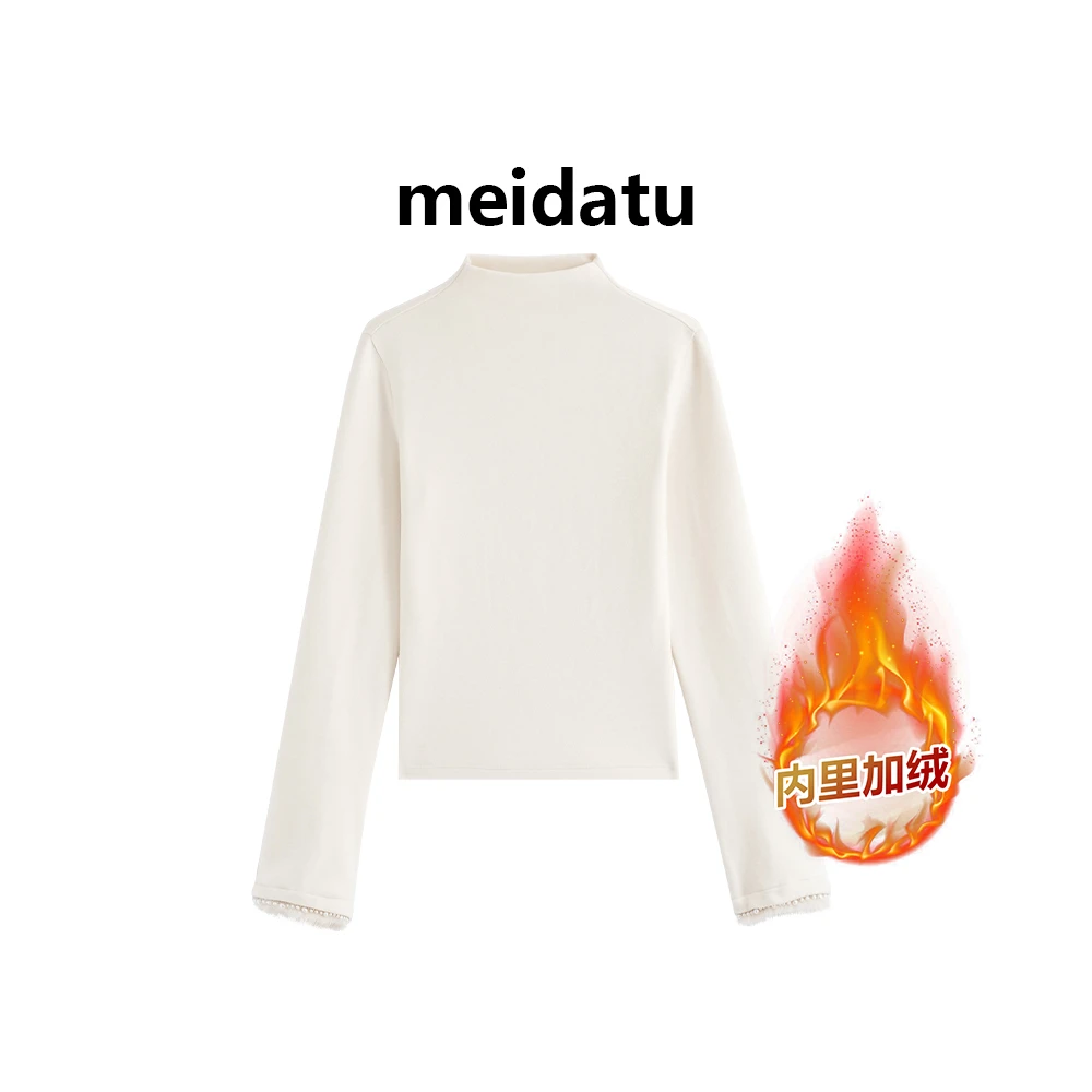 美哒兔（叠穿内搭）冬季奶油半高领打底上衣ck3537-5