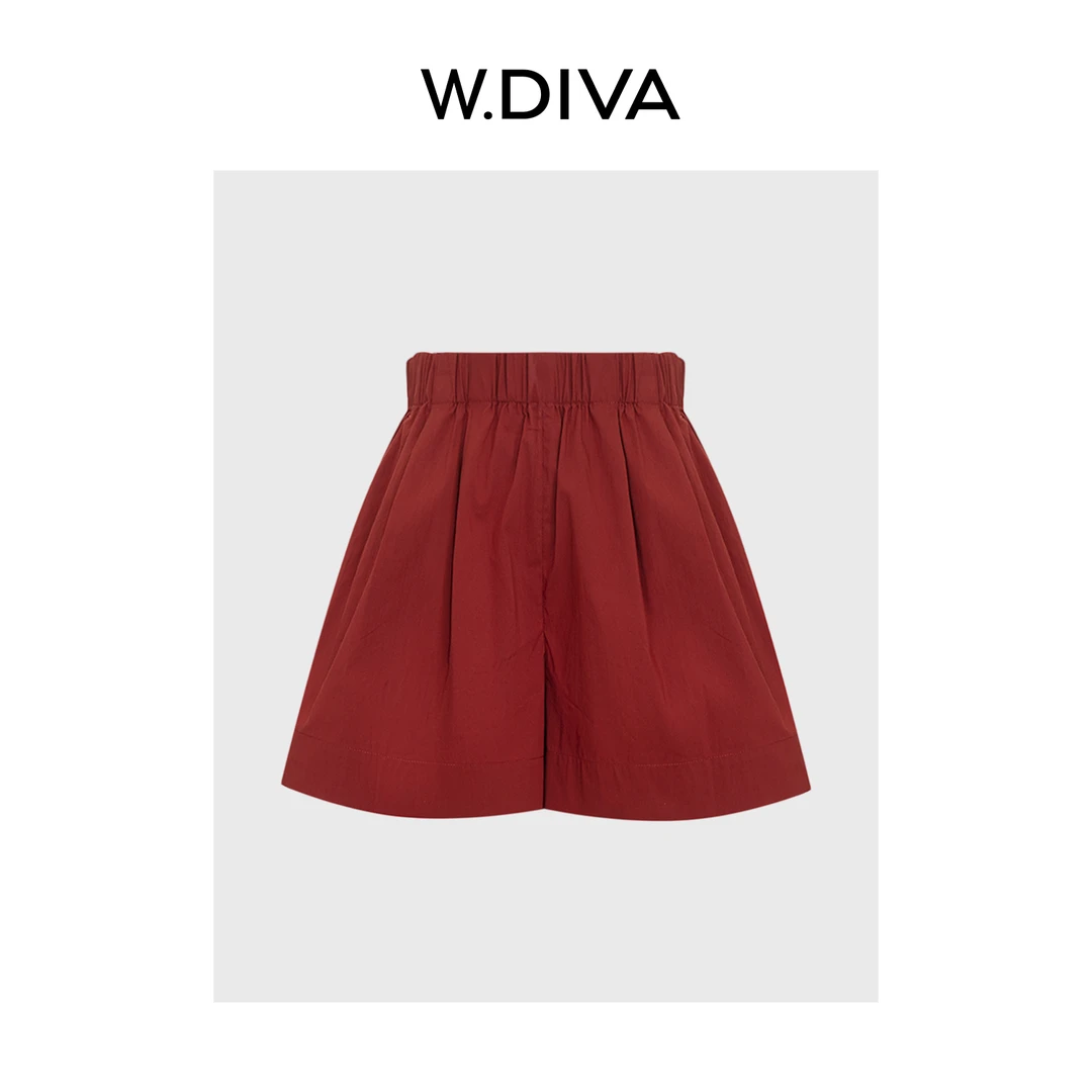 W.Diva【A线腰】双色百搭通勤轻薄透气时髦A字松紧腰短裤52K152329