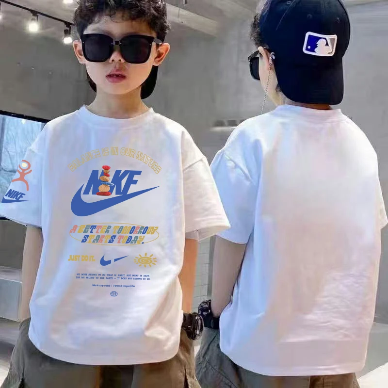 对钩石头亲子系列~夏季儿童时尚韩宽松潮流印花短袖体恤