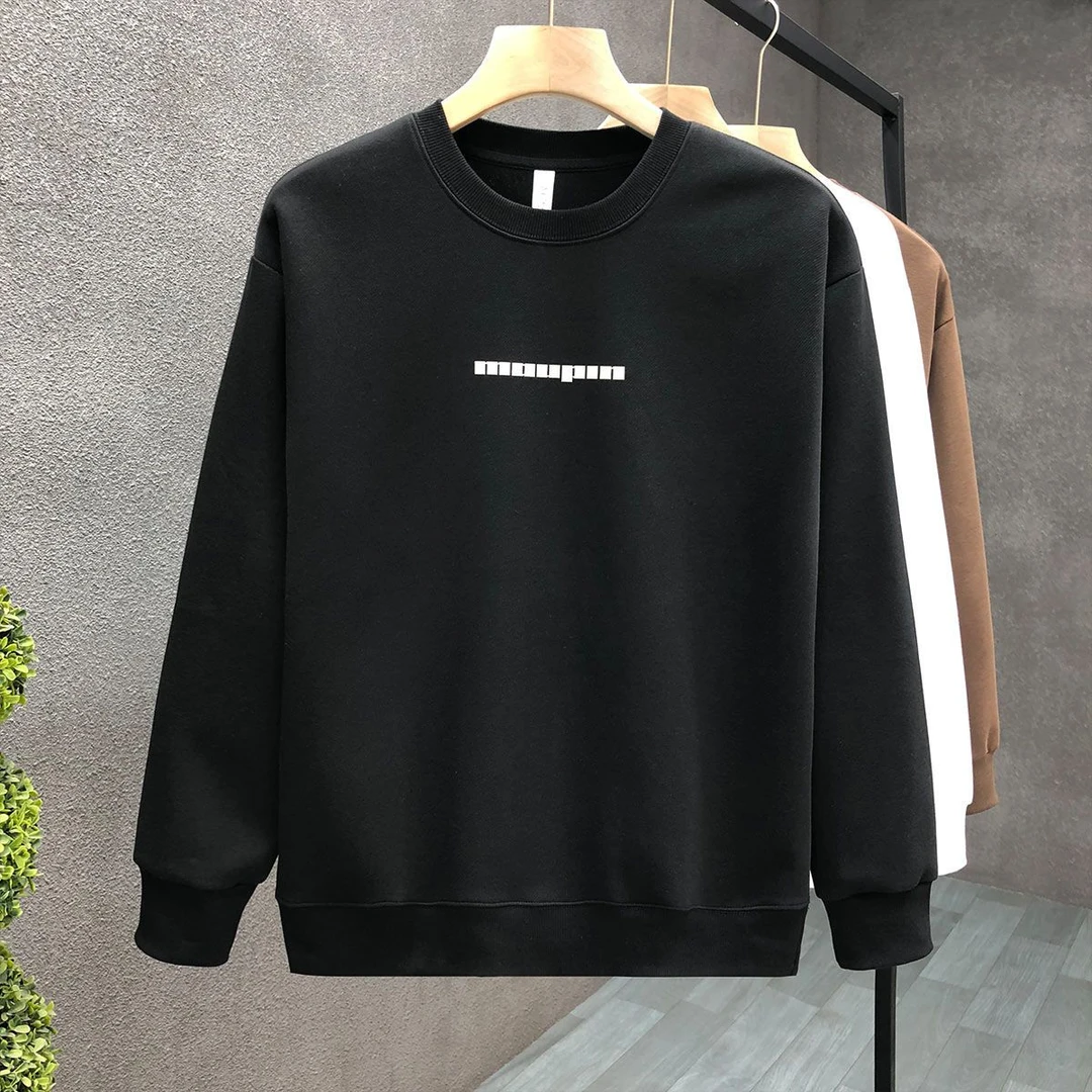 雅鹿男装秋冬圆领卫衣时尚宽松印花潮流休闲上衣套头男士百搭卫衣