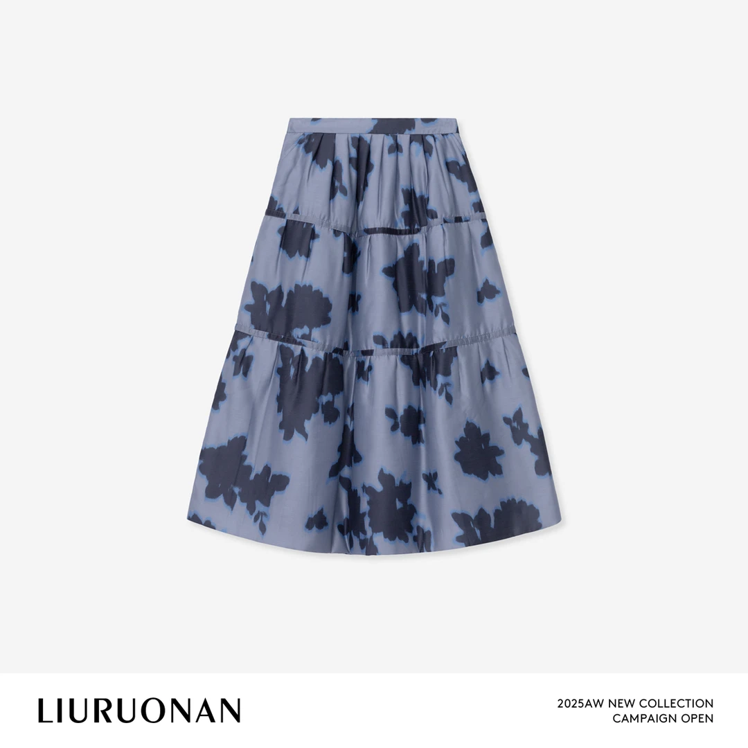 LIURUONAN | 9.28四周年【植物蓝锈】气质碎花休闲百搭A字半身裙女