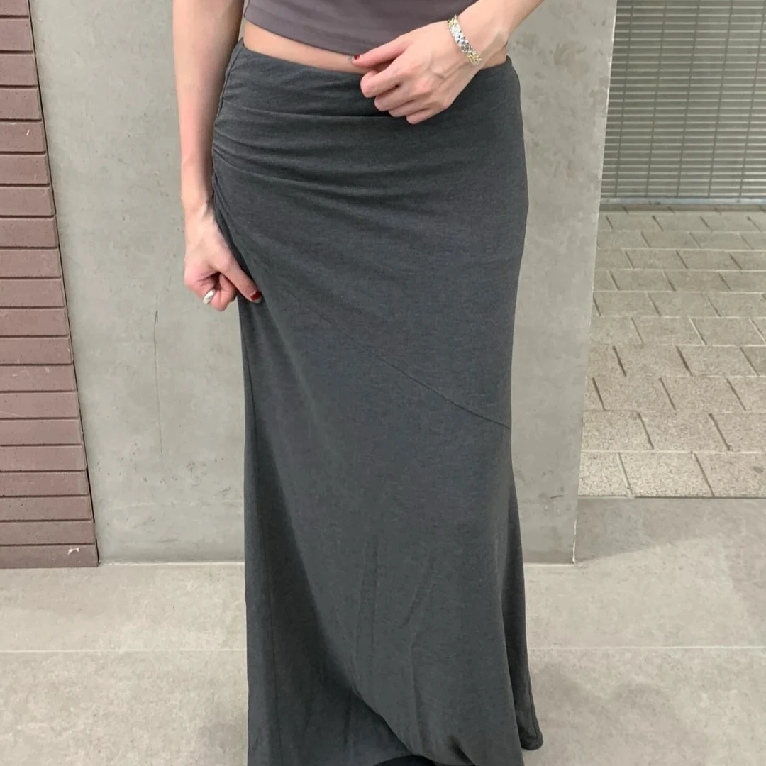 JODIEWANG 修身遮胯显高显瘦弹力包臀长半裙女5323