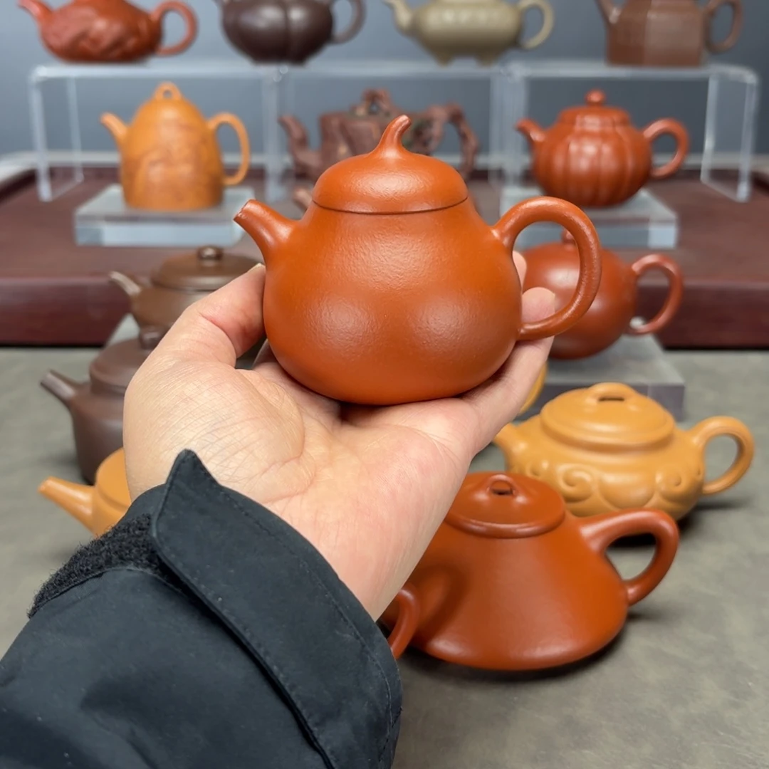 茶壶紫砂茄瓜160CC朱泥