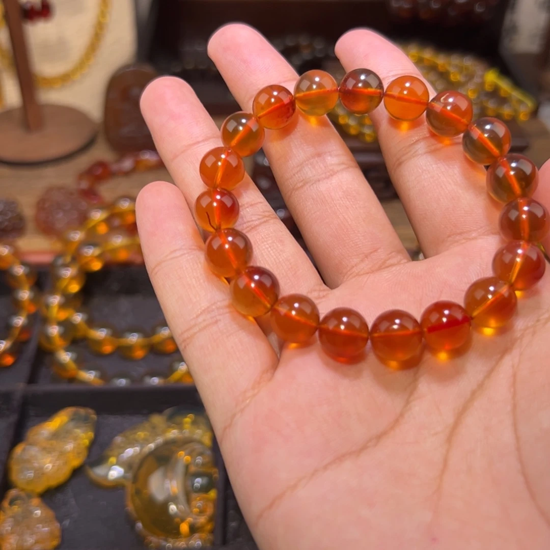 琥珀未镶嵌颈饰10mm血珀手串