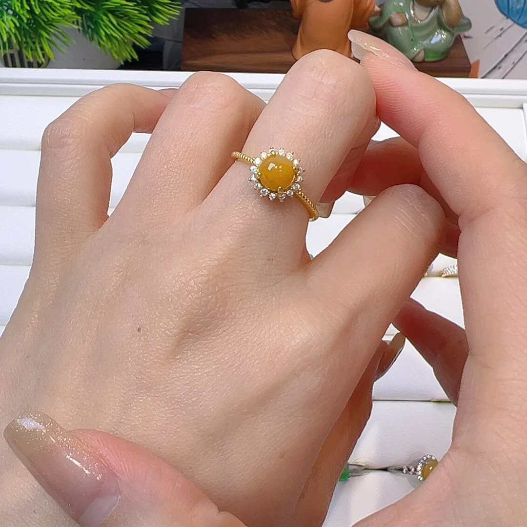 翡翠戒指银S925镶嵌翡翠