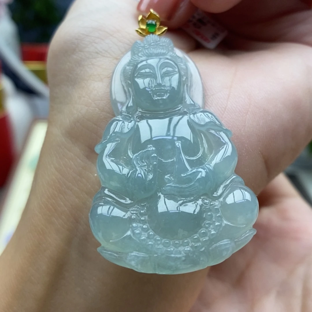翡翠18K金镶嵌颈饰吊坠24