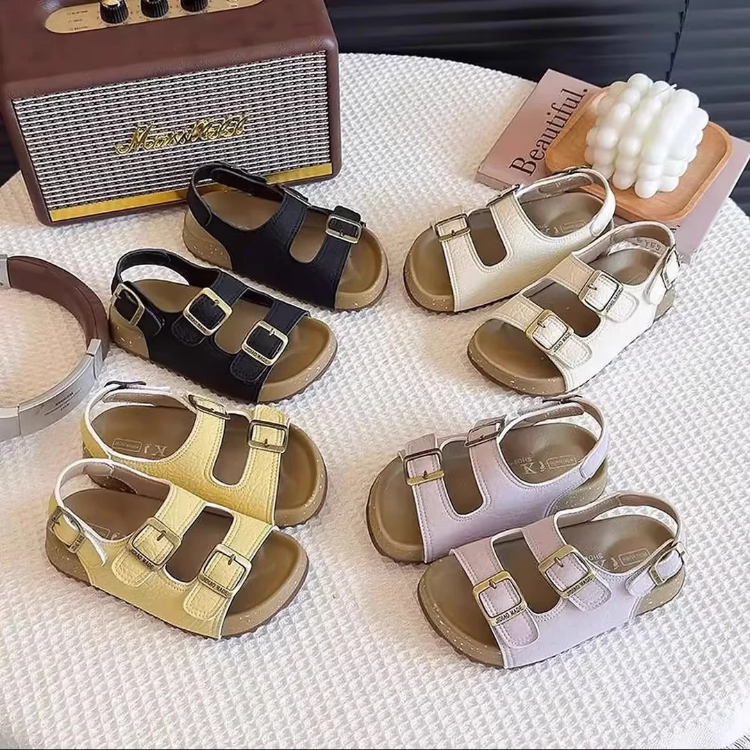 童鞋韩系休闲勃肯凉鞋平底女童凉鞋男童沙滩鞋夏季儿童软底露趾鞋