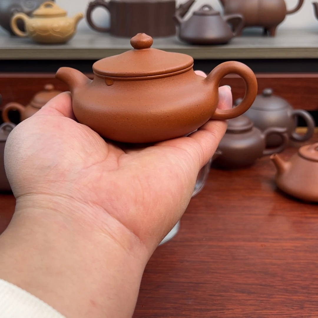 紫砂茶壶矿盖：150cc 老红泥