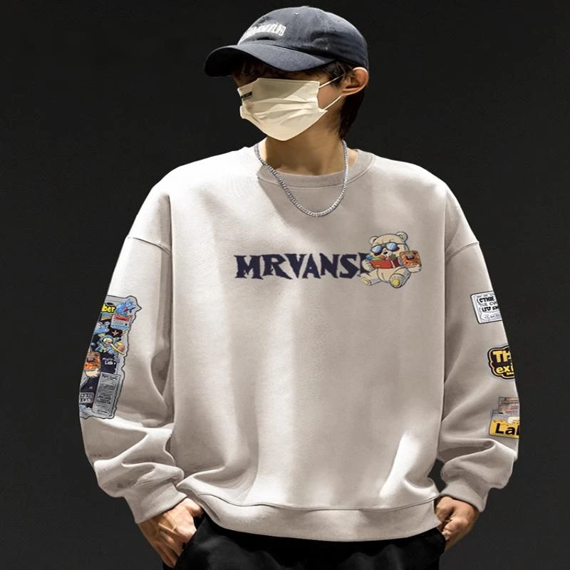 仓石一树新款秋冬季圆领卫衣男士潮牌宽松美式复古加绒休闲打底衫