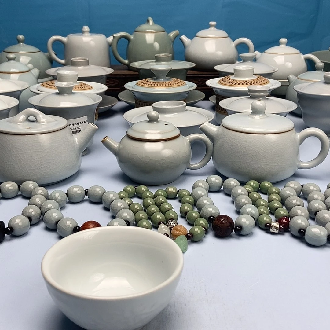 杯微微瑕月白釉鸡缸杯原矿原釉原产地