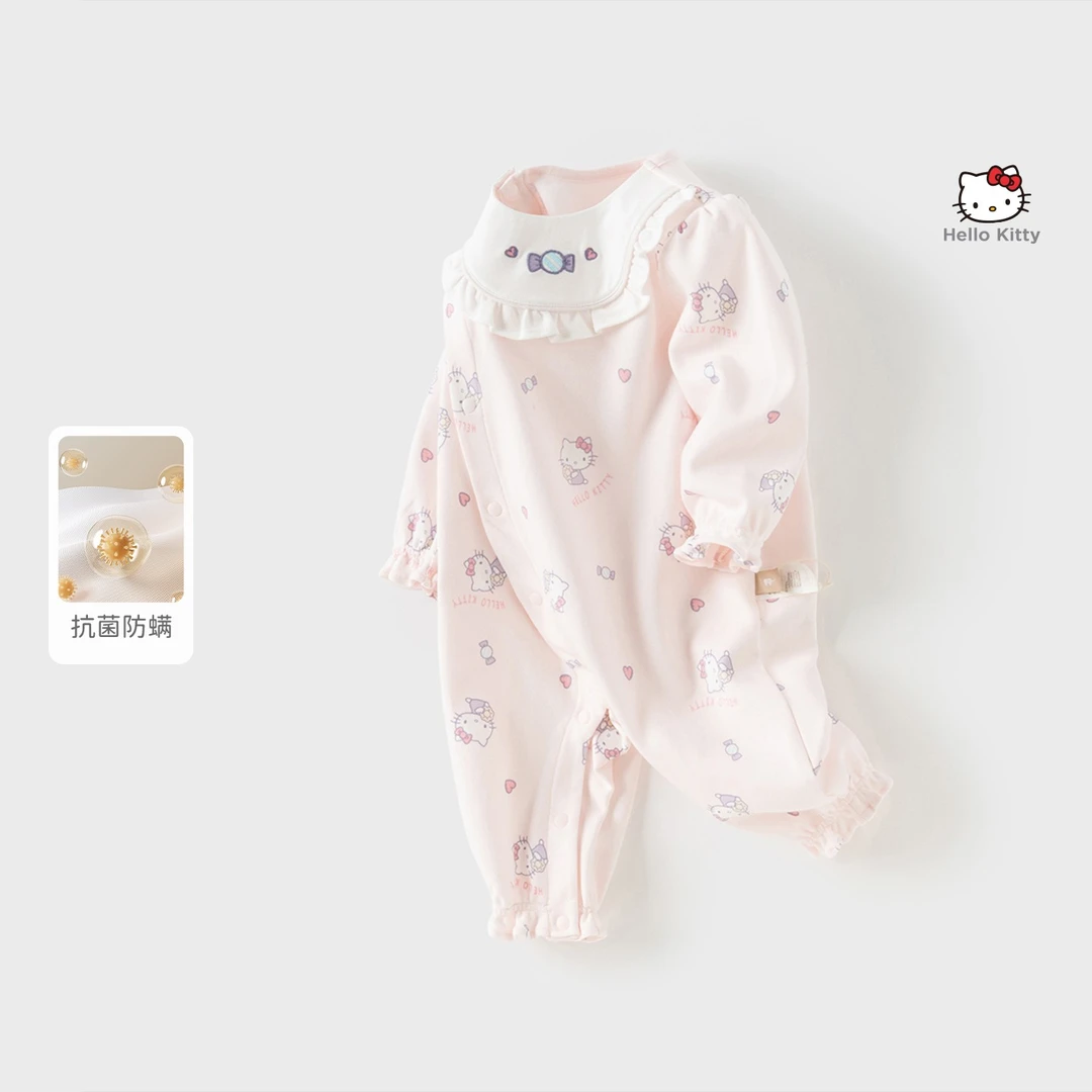 【国补】Hello Kitty联名戴维贝拉女宝宝抗菌连体衣2026秋纯棉爬服