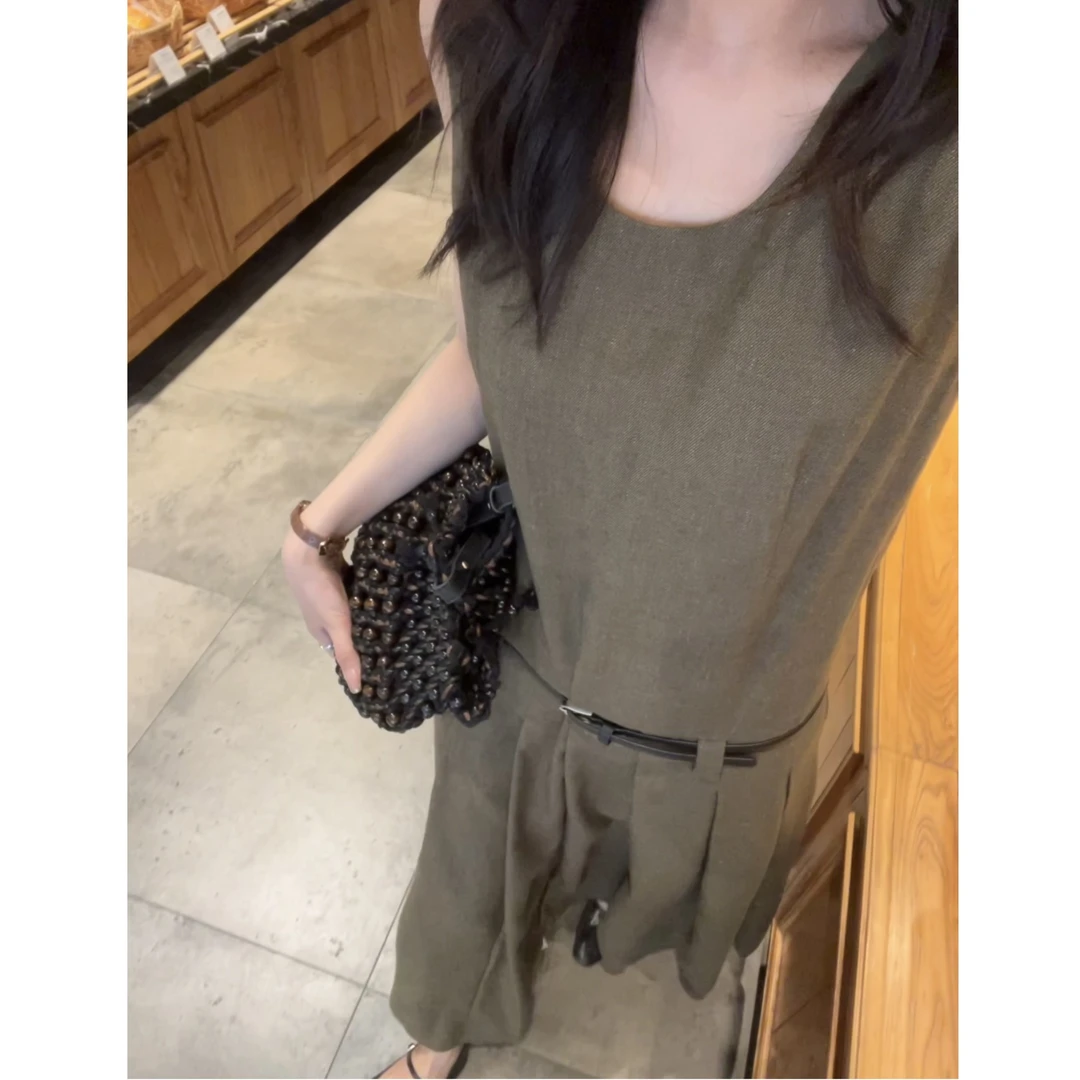 FAR ZOOM  莱赛尔优雅朱莉圆领无袖背心气质显瘦连衣裙