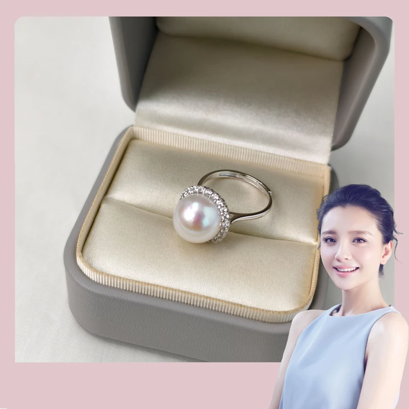 姑姑专享 可调节爱迪生太阳花戒指12-13mm 淡水珍珠