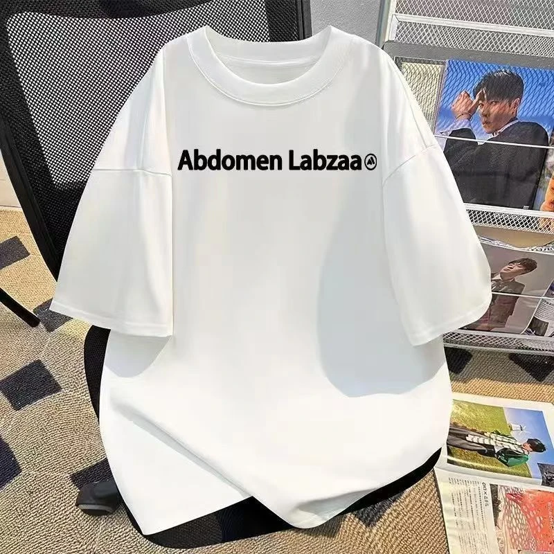 512-字母印花短袖极简风白色字母T恤圆领休闲白色嘻哈风时尚t恤