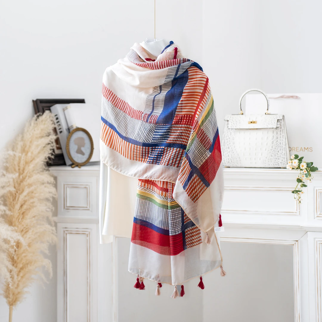 达芬奇密码民族风180*90cm春夏季长款纱巾防晒盘扣围脖时尚百搭款