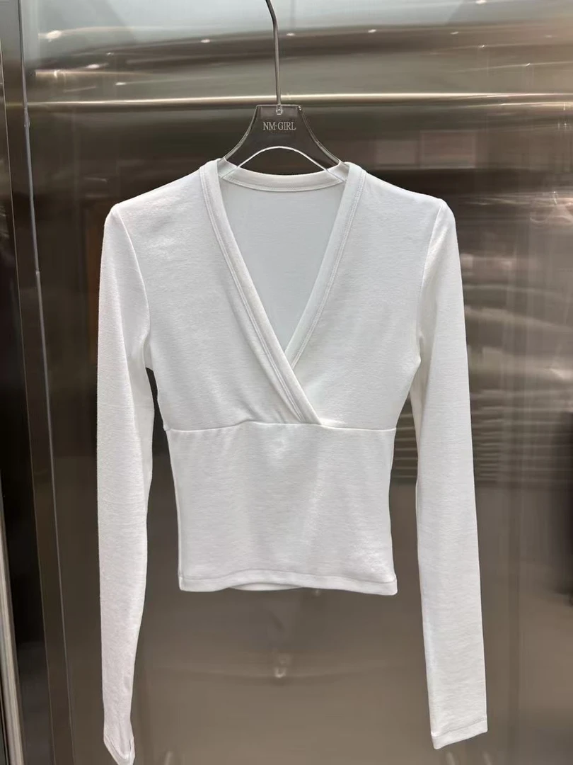 打底衫V领辣妹风针织长袖百搭女士秋冬T恤女