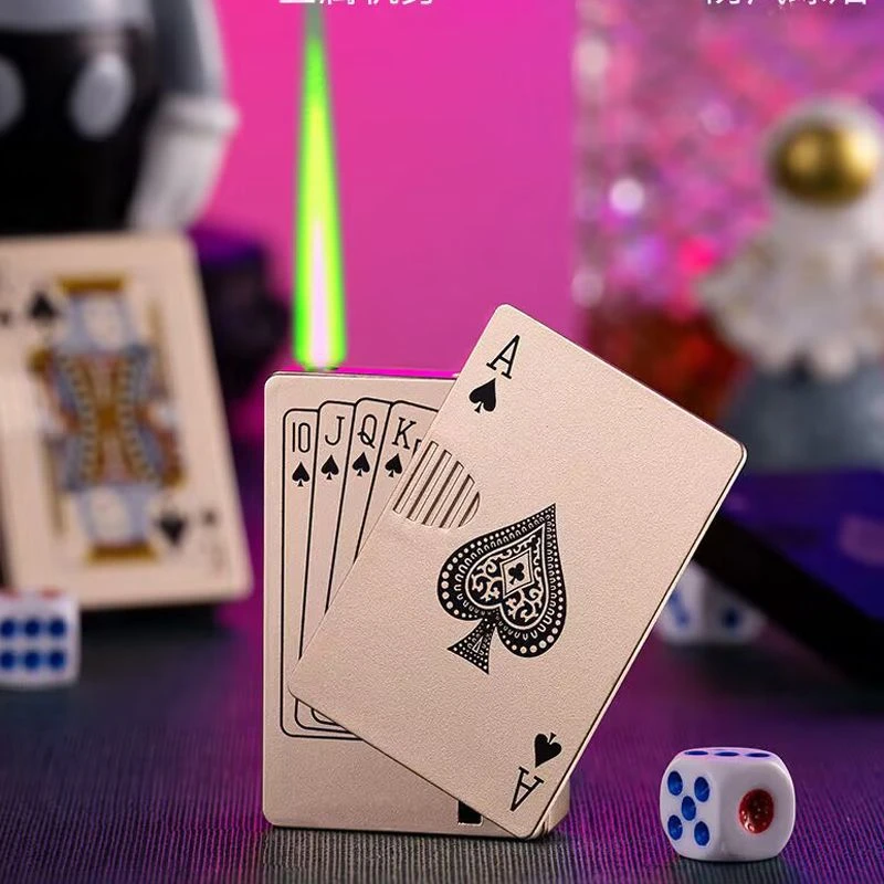 个性扑克牌麻将绿焰防风打火机充气送男友礼物男士潮流点火用具