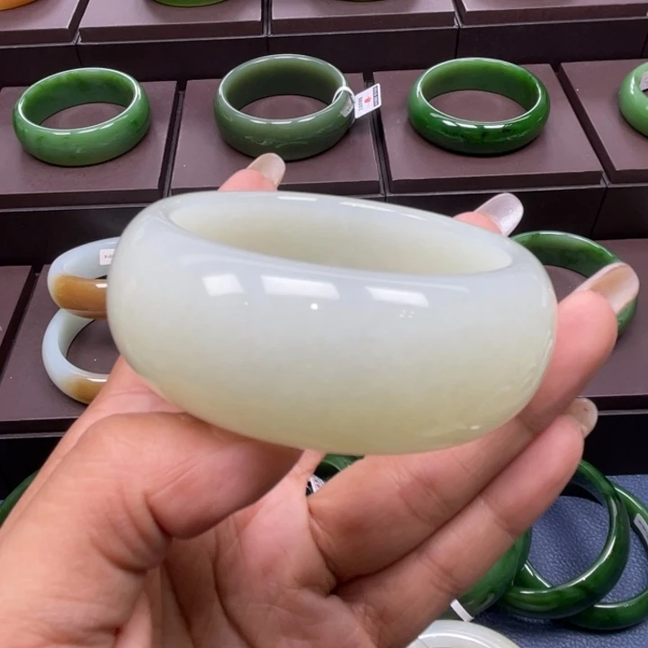 和田玉未镶嵌手镯54/55圈口可带