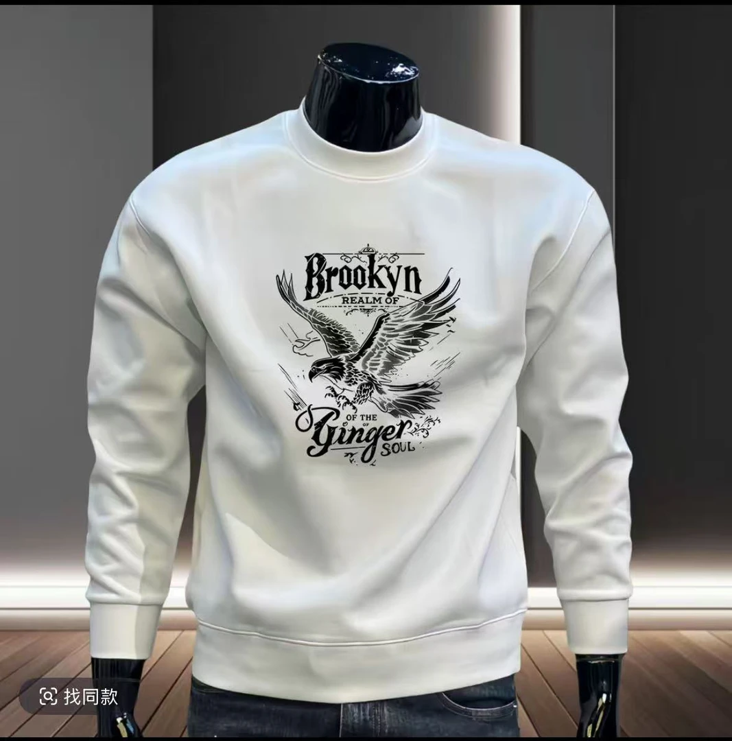 美式重磅圆领卫衣男款秋冬潮牌痞帅百搭男装时尚轻奢休闲长袖打底