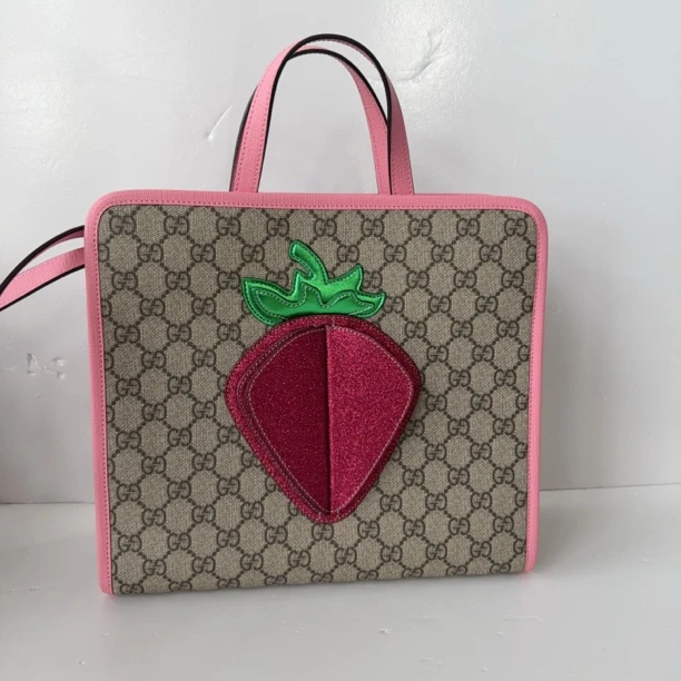 99新 GUCCI/古驰 古驰 草莓儿童单肩包