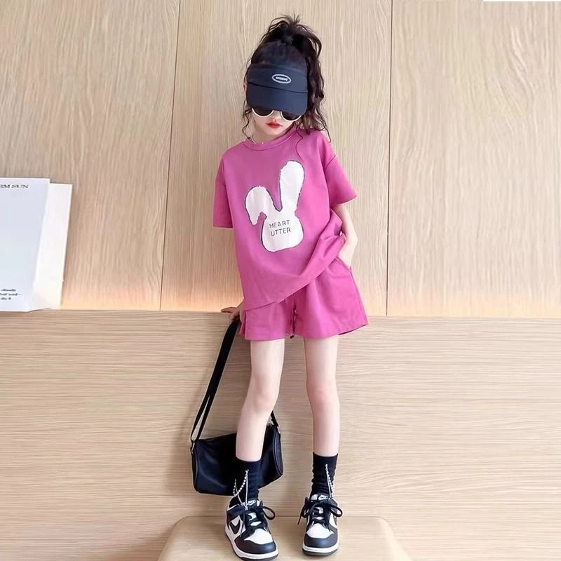 女童洋气时髦套装2025新款夏款小女孩网红夏季儿童短袖短裤两件套