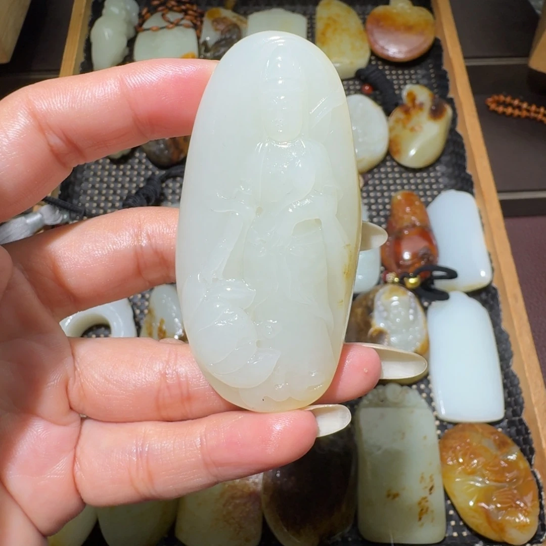 和田玉银S925镶嵌吊坠(不含链)