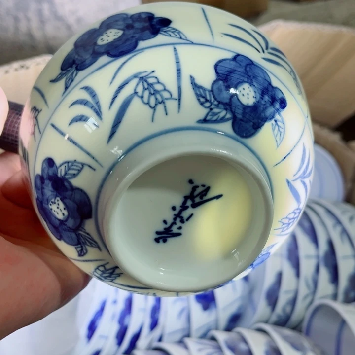 青花玲珑5寸饭碗木棉花