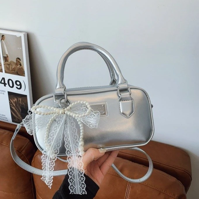 手提潮流百搭保龄球包女2025夏季韩国ins时尚简约单肩包潮流女包