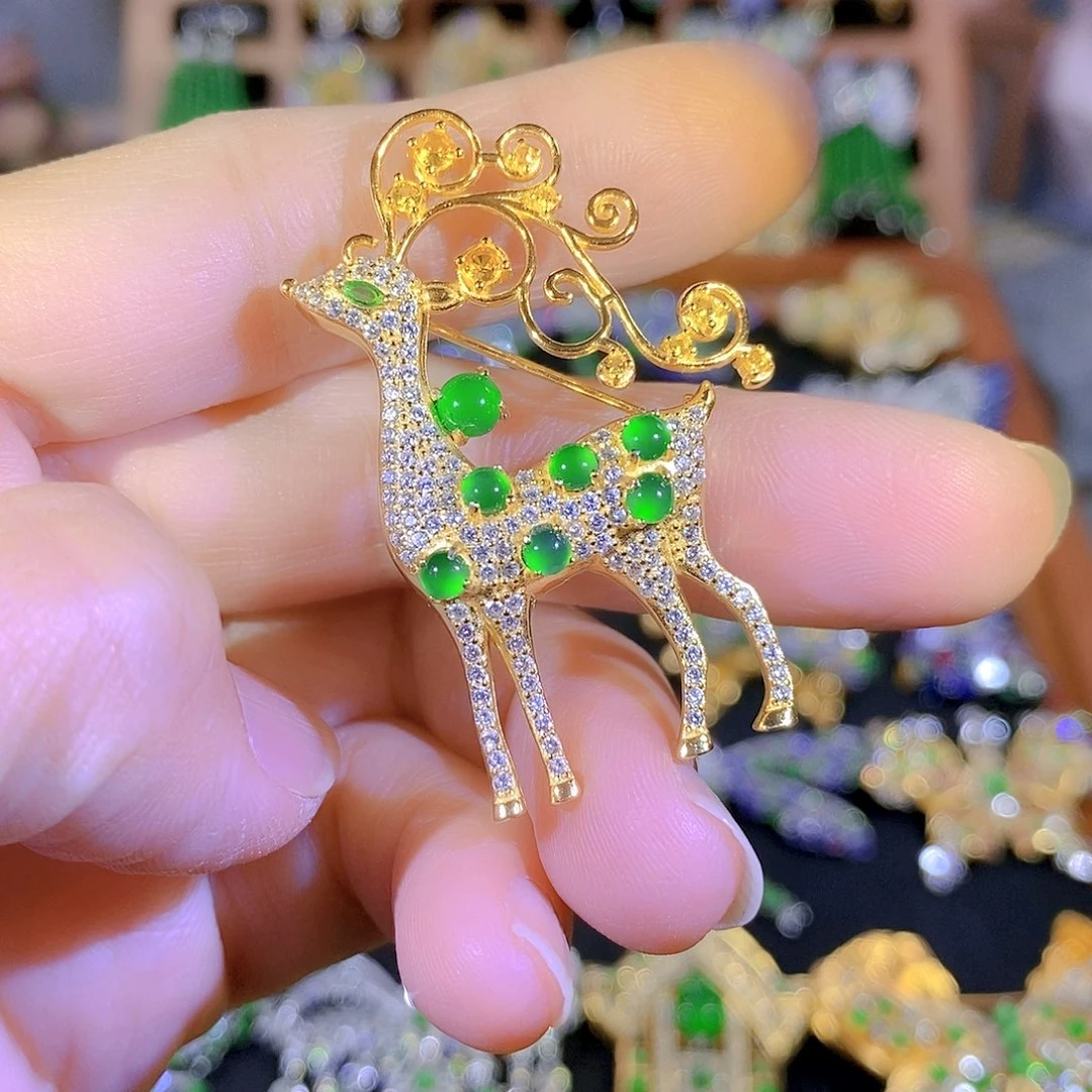 银S925镶嵌挂件翡翠