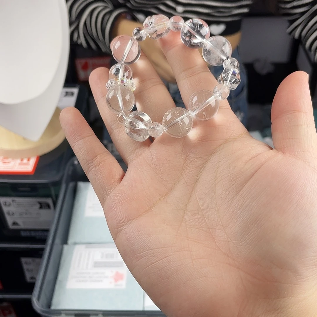 手串水晶银S925镀金镶嵌