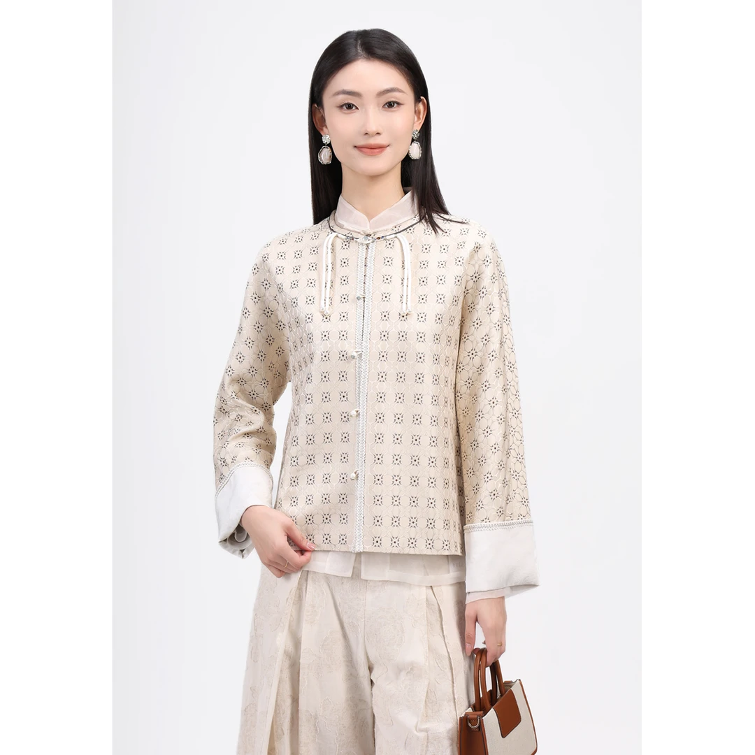 矝羽轩JINYU矜羽【笙歌】国风新中式清冷感外套流苏盘扣阔版上衣