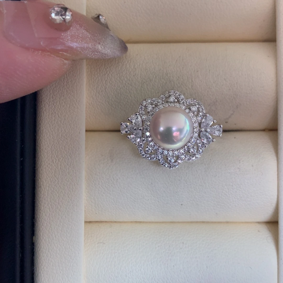 海水珍珠戒指银S925镶嵌