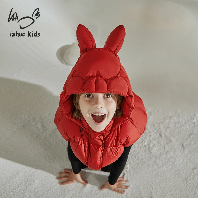 小日着三眼兔马甲羽绒服2025冬季新款男女儿童加厚暖洋气TD8221J1