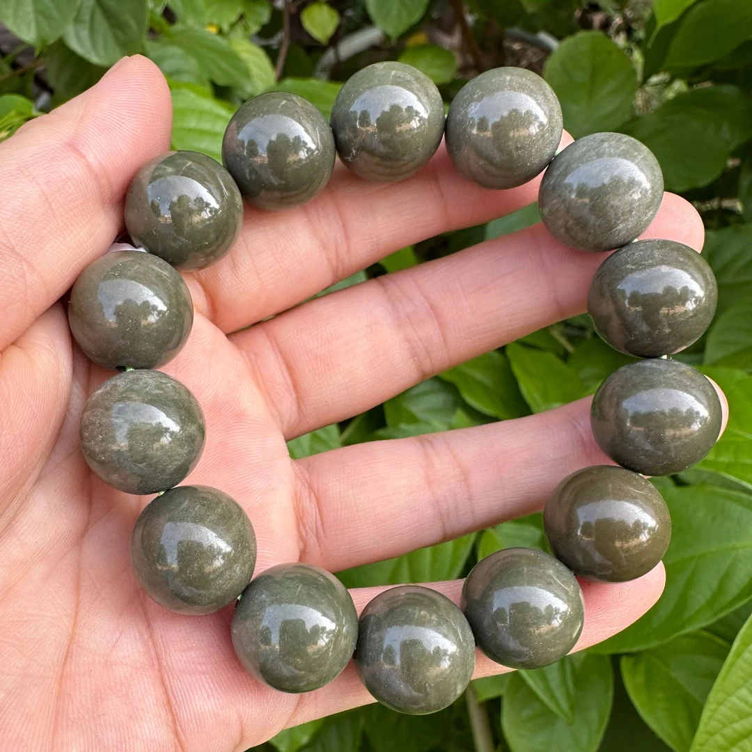 和田玉沙枣青手串卡16（多样性发其一）