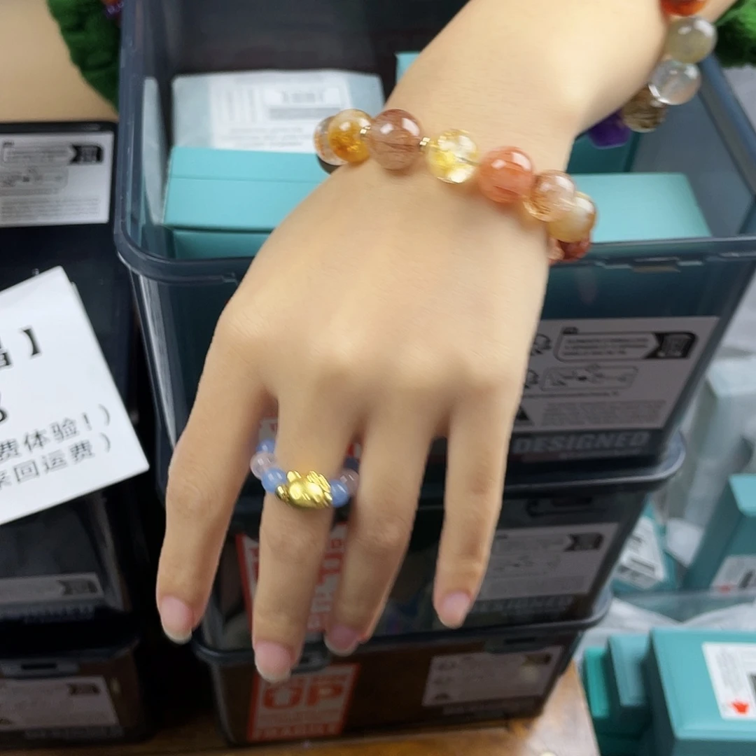 银S925镀金镶嵌手串黄晶