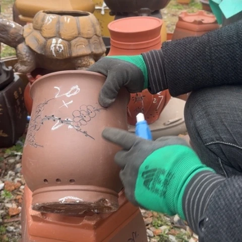 紫砂花盆紫砂花盆盆景盆栽瑕疵