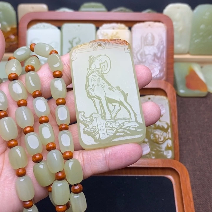 牧***风石材纯色生肖一套