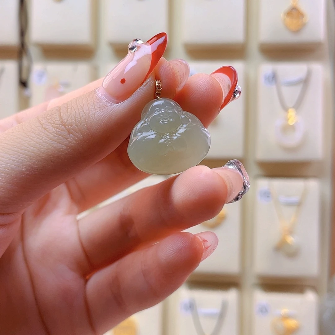 和田玉吊坠(赠链)18K金镶嵌*️****