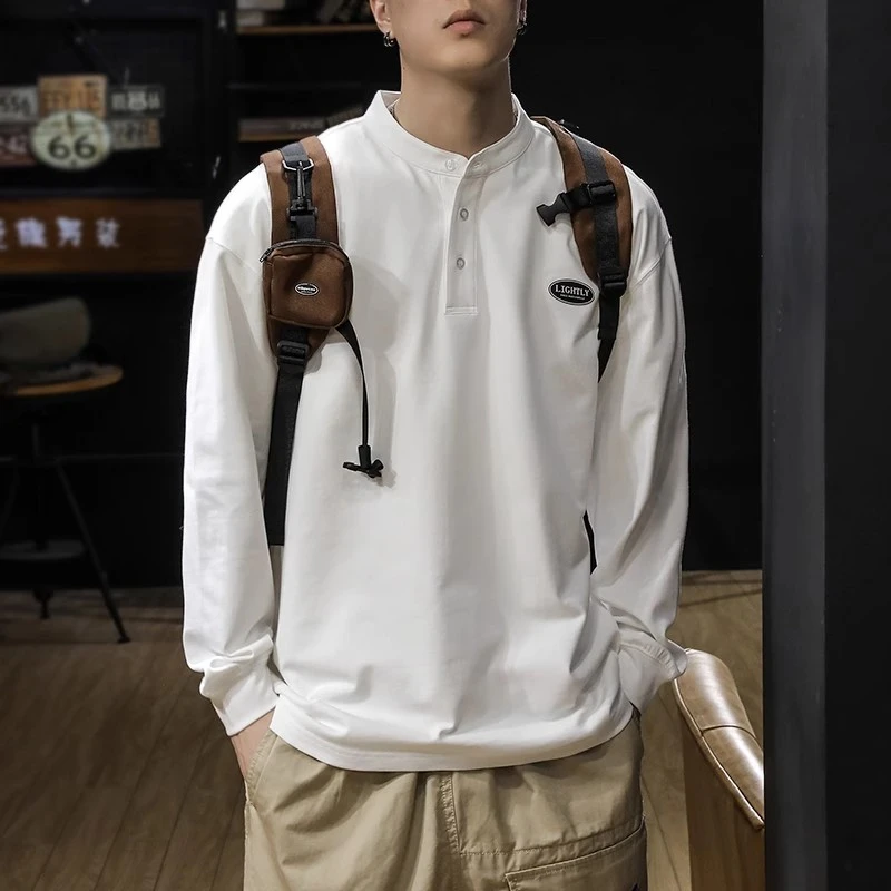 EAEOVNI长袖t恤男2025新款男士内搭打底男款男生polo衫春秋上衣t